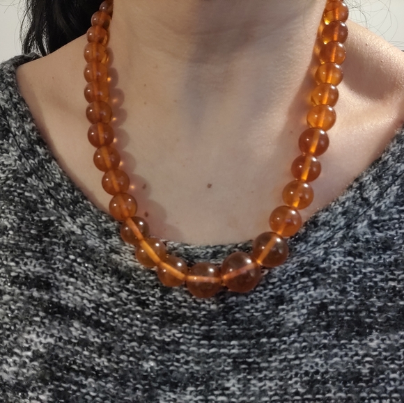 Vintage Genuine Soviet Baltic Butterscotch Amber Necklace - Picture 7 of 15